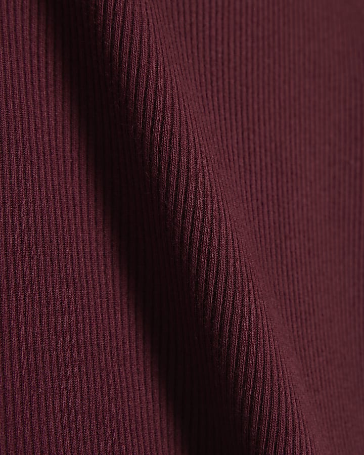 Red Fitted Ribbed T-Shirt