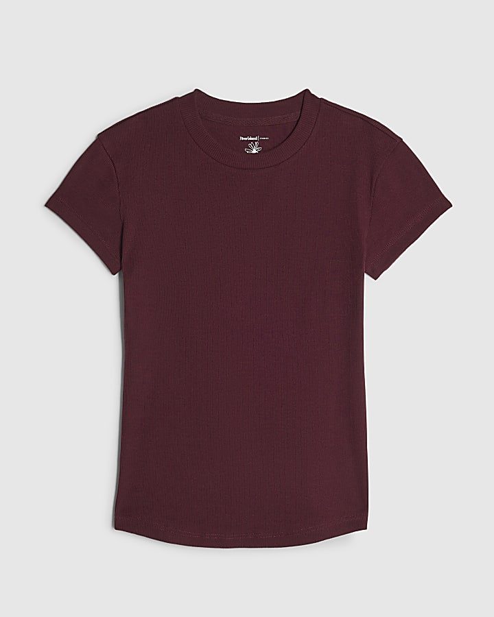 Red Fitted Ribbed T-Shirt