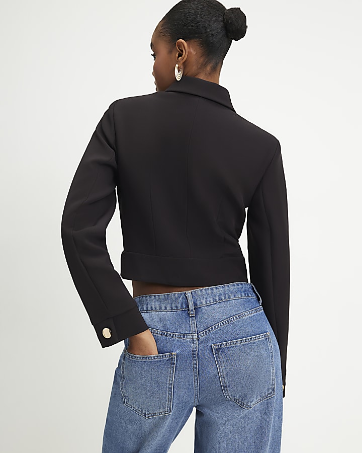 Brown Asymmetric Placket Jacket