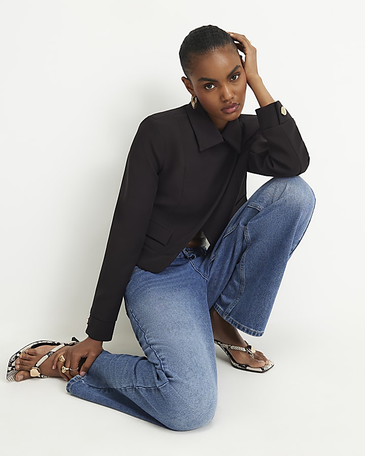 Brown Asymmetric Placket Jacket