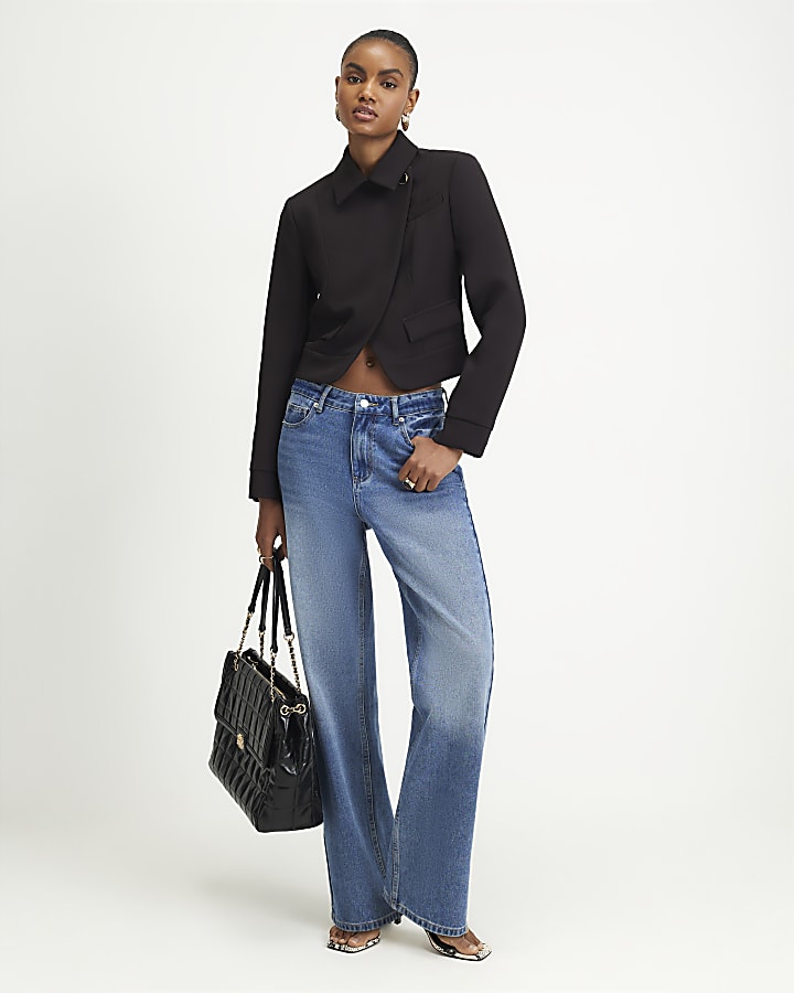 Brown Asymmetric Placket Jacket
