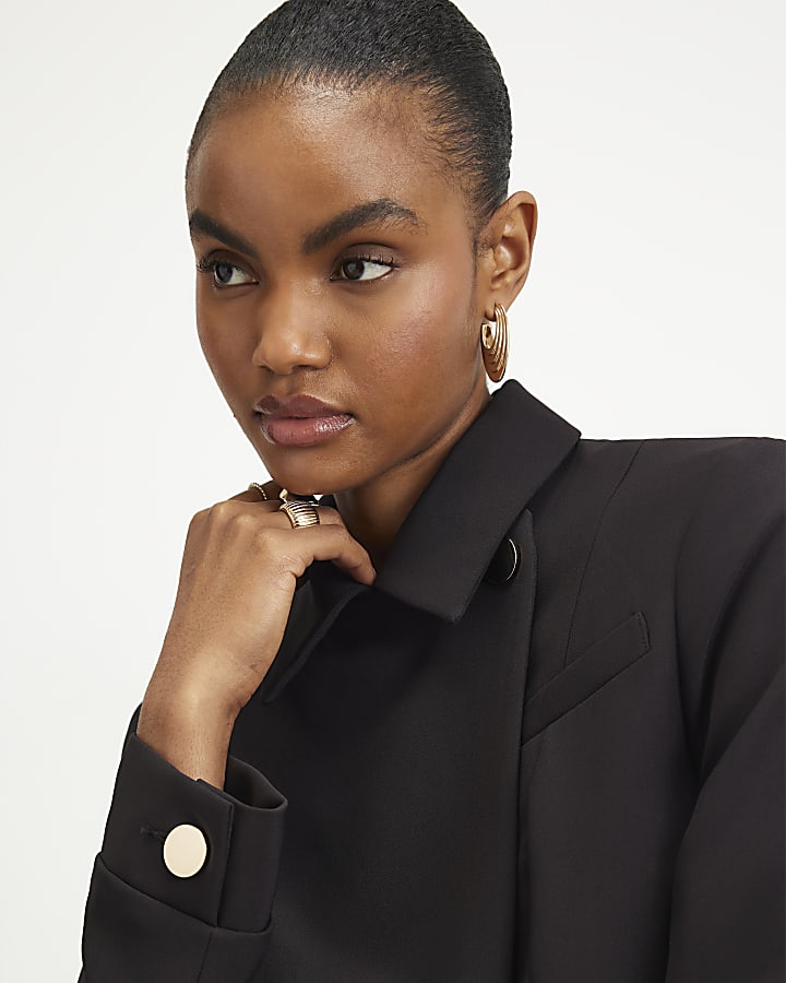Brown Asymmetric Placket Jacket