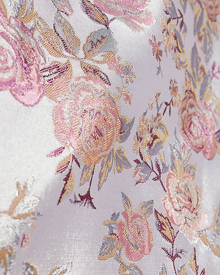 Petite Pink Floral Jacquard Mini Skirt