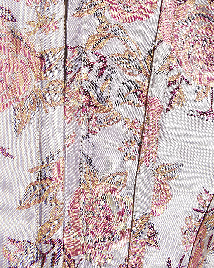 Petite Pink Floral Jacquard Corset Top