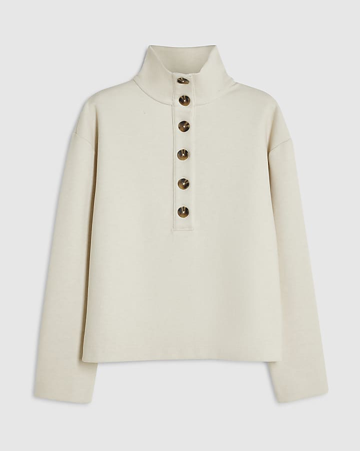 Cream Cosy Funnel Neck Sweatshirt