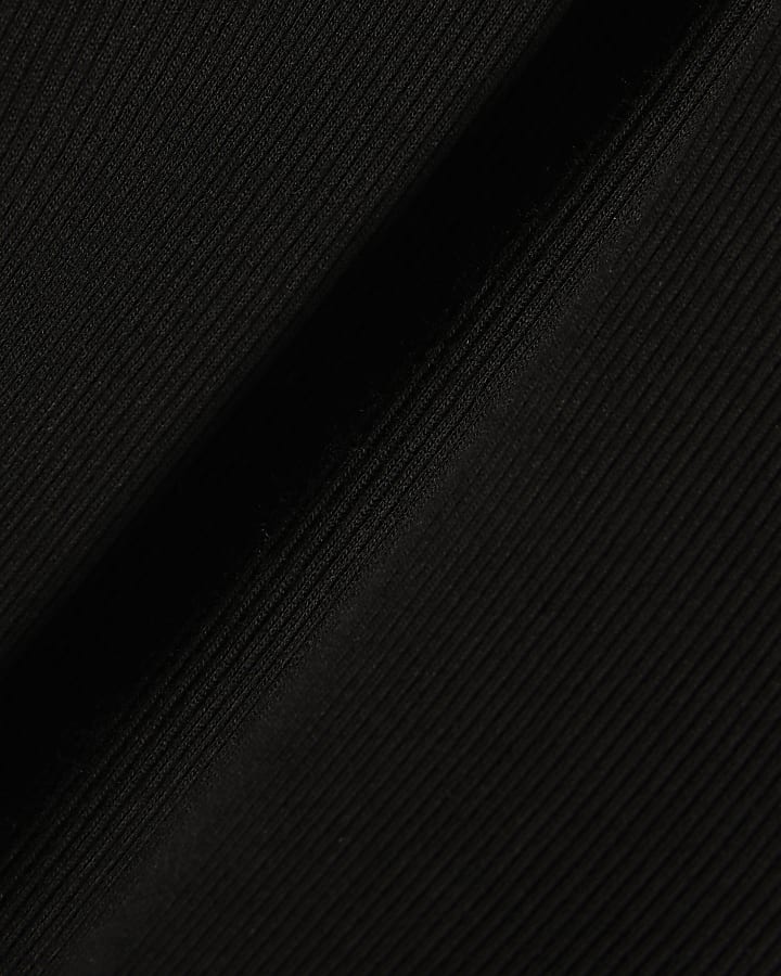 Black Rib Flare Leggings