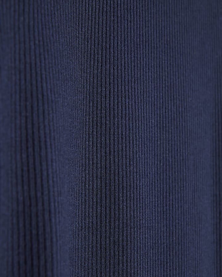 Navy Ribbed Flared Leggings