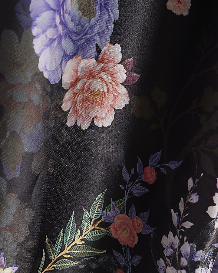 Black Floral Wide Leg Trousers
