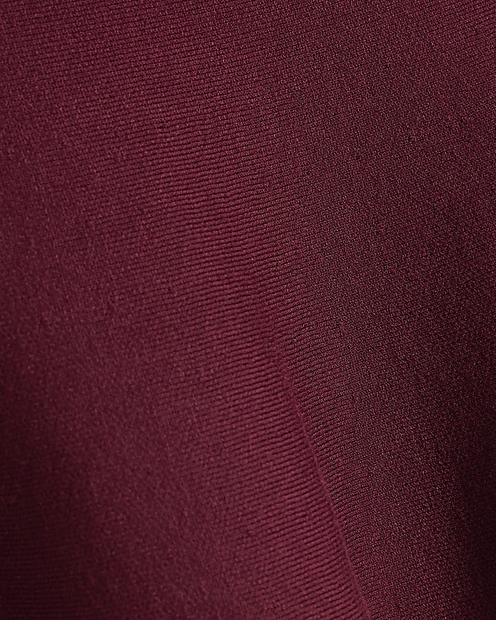 Burgundy Hybrid Satin Knit Peplum Maxi Dress