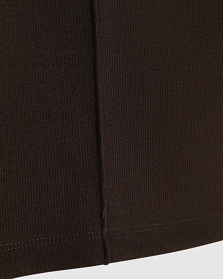 Brown Seam Detail Cosy Mini Skirt