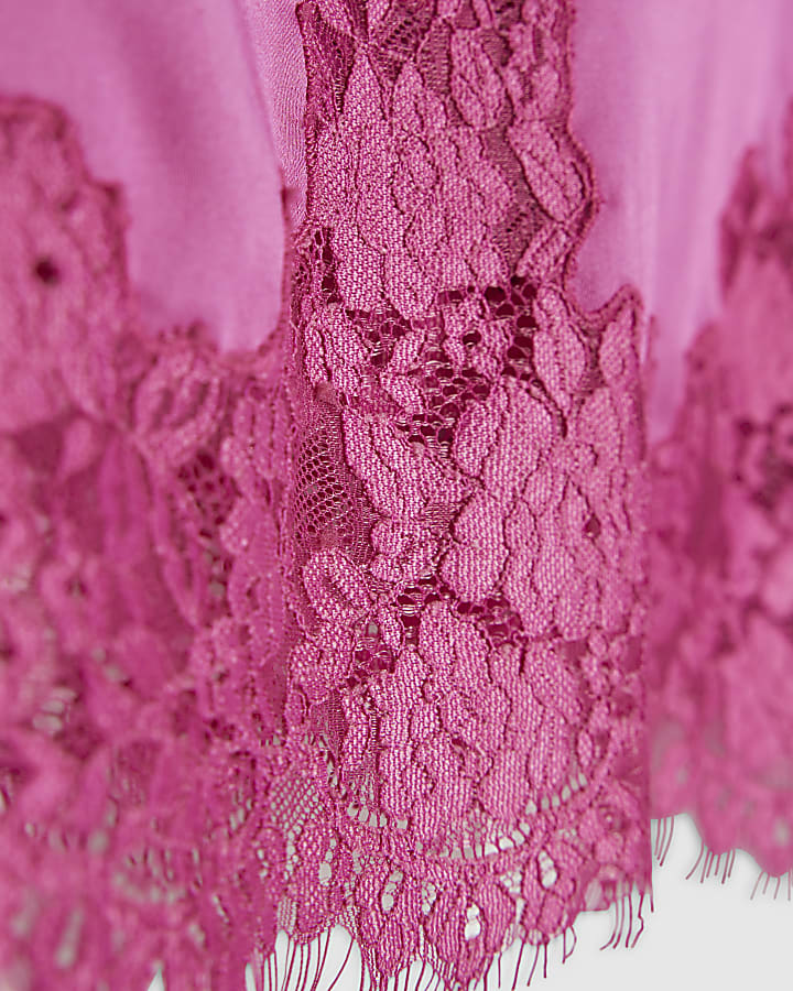 Pink Lace Cutwork Hem Mini Dress