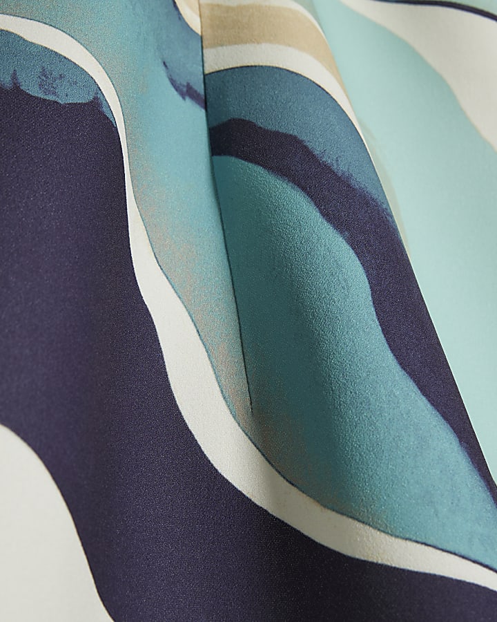 Blue Abstract Print Mini Dress