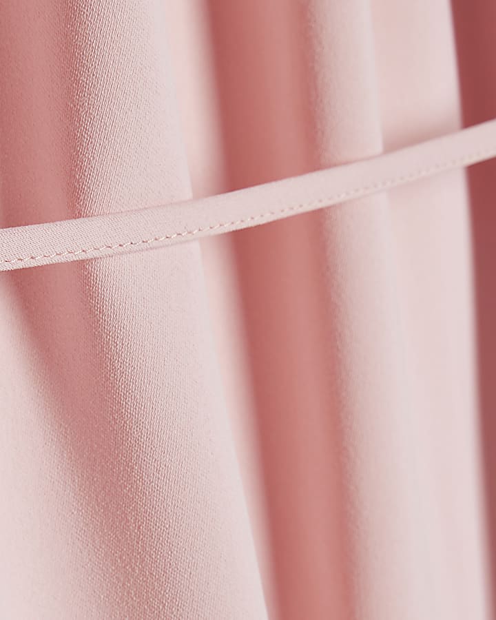 Pink Pleat Neck Mini Shift Dress