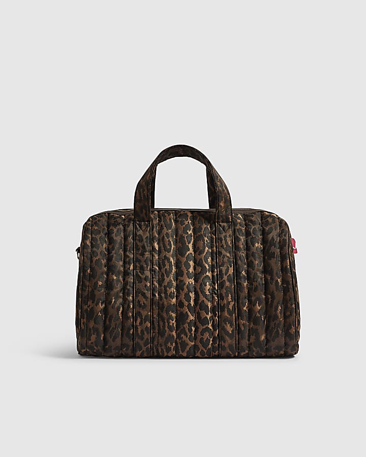 Brown Leopard Print Soft Padded Holdall Bag