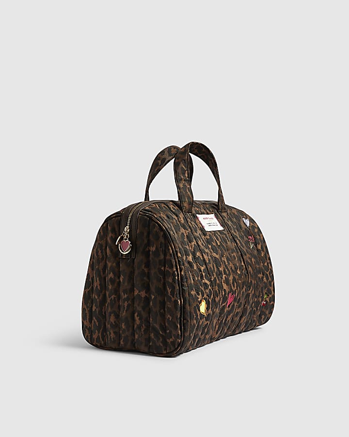 Brown Leopard Print Soft Padded Holdall Bag