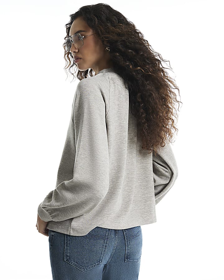 Beige Button Front Sweatshirt