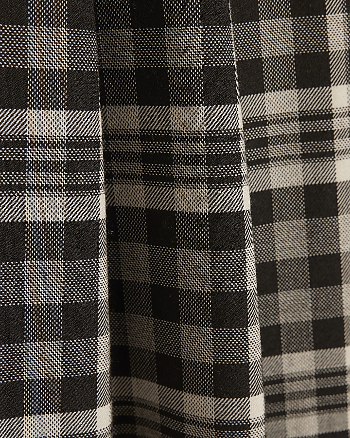 Brown Check Straight Wide Leg Trousers