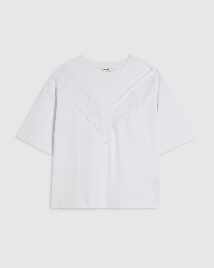 White Lace V Boyfriend Fit T-Shirt