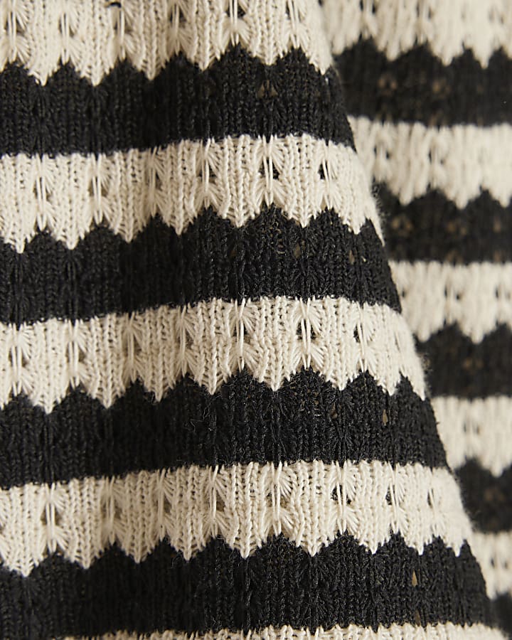 Black Striped Crochet Shorts