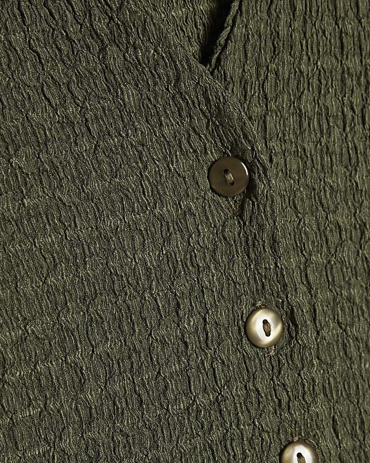 Khaki Short Sleeve Textured Shirt