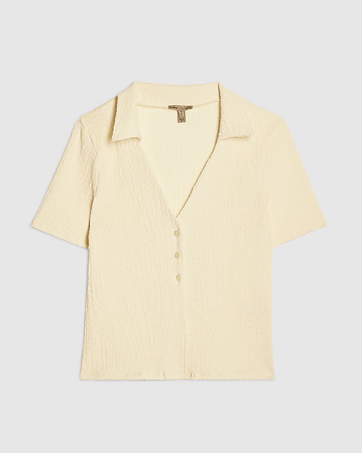 Cream Short Sleeve Textured Shirt