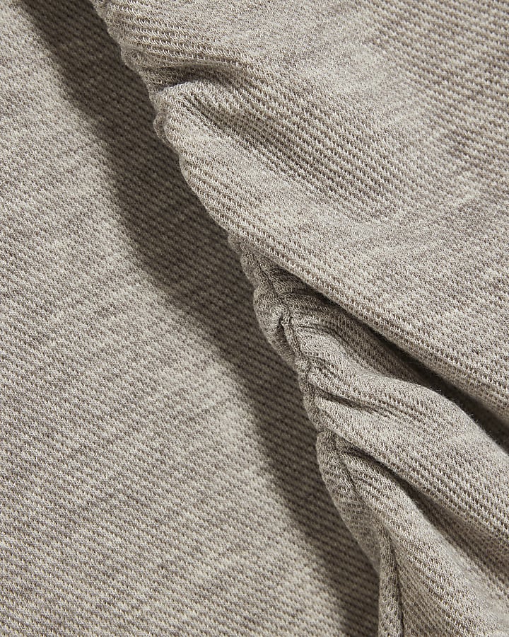 Beige Cosy Off The Shoulder Asymmetric Top