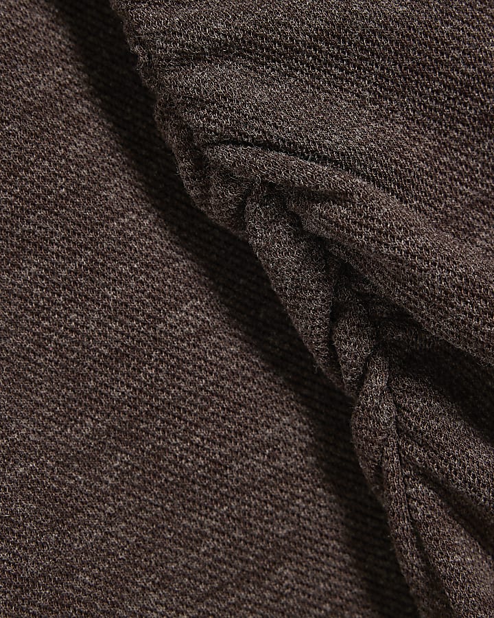 Brown Cosy Off The Shoulder Asymmetric Top