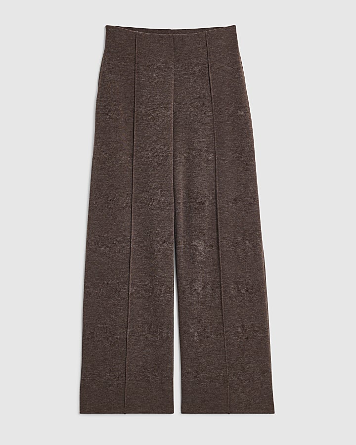 Brown Cosy Marl Wide Leg Trousers