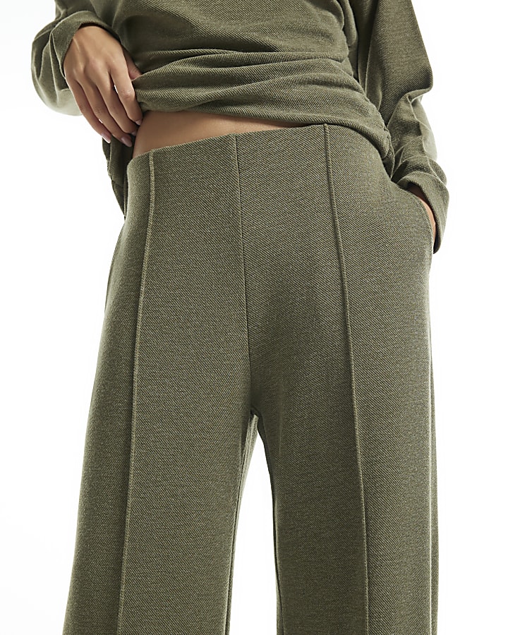 Khaki Cosy Wide Leg Trousers