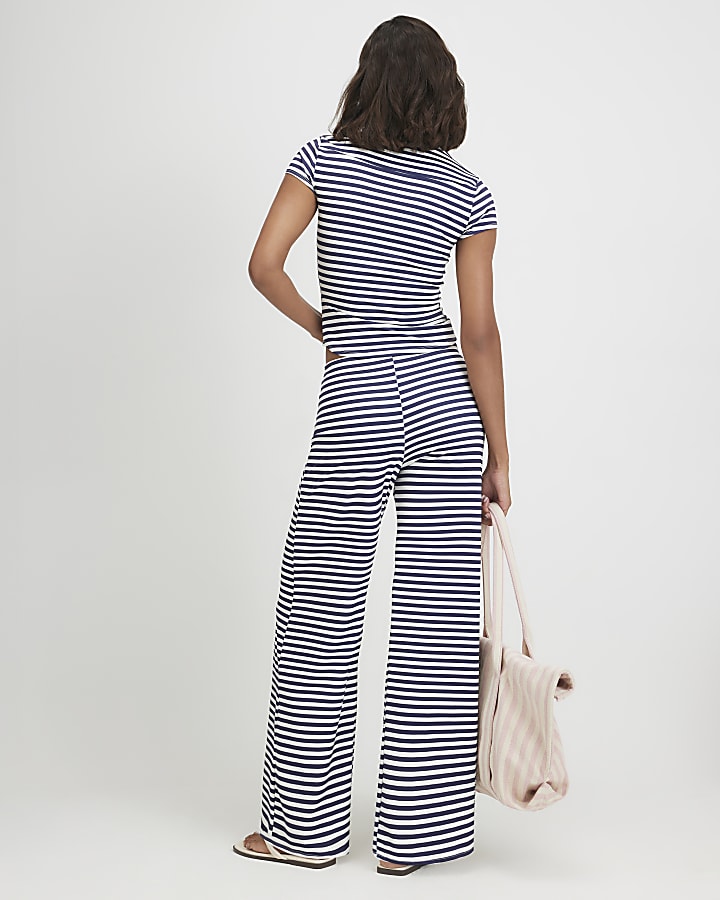 Navy Striped Top and Trousers Set
