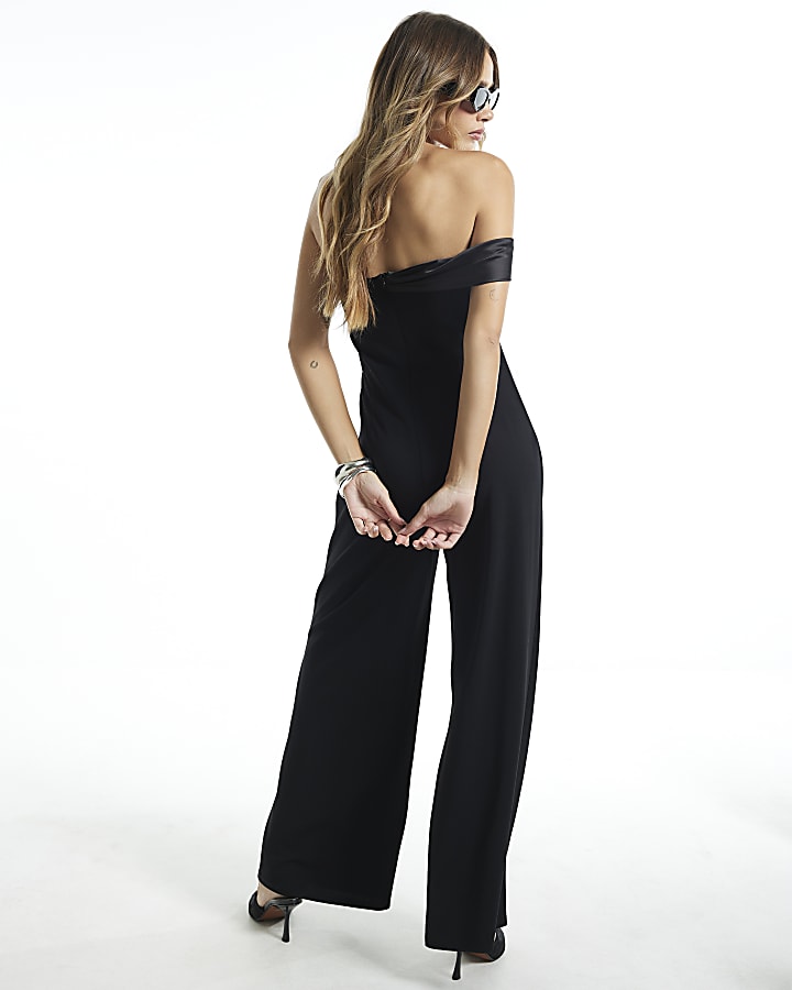 Black Satin Hybrid Jumpsuit