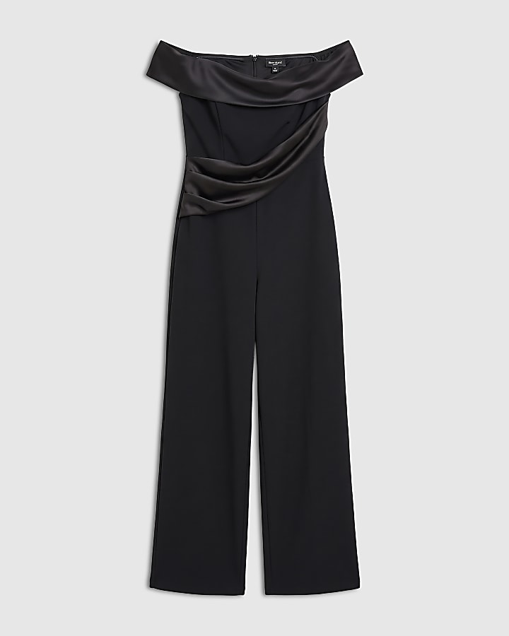Black Satin Hybrid Jumpsuit