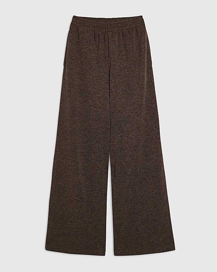 Brown Two Tone Wide Leg Trousers