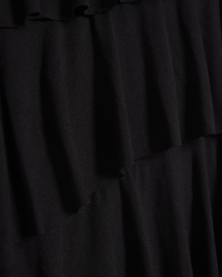 Black Bandeau Ruffle Maxi Dress