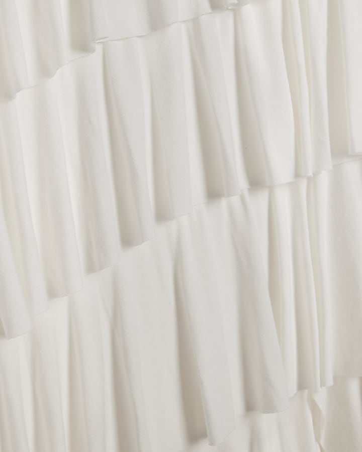 Cream Bandeau Ruffle Maxi Dress