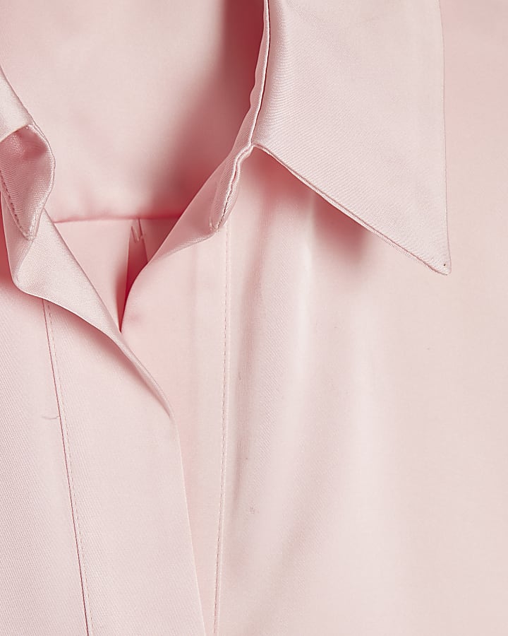 Pink Satin Polo Top