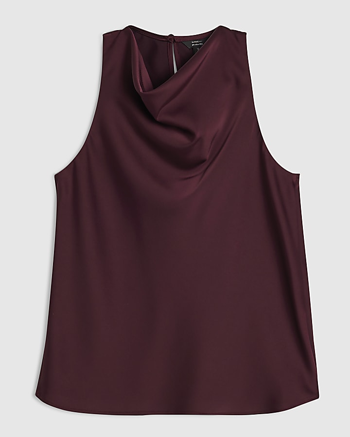 Red Satin Halter Neck Top