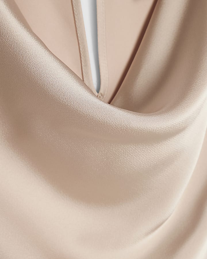 Cream Satin Cowl Neck Top