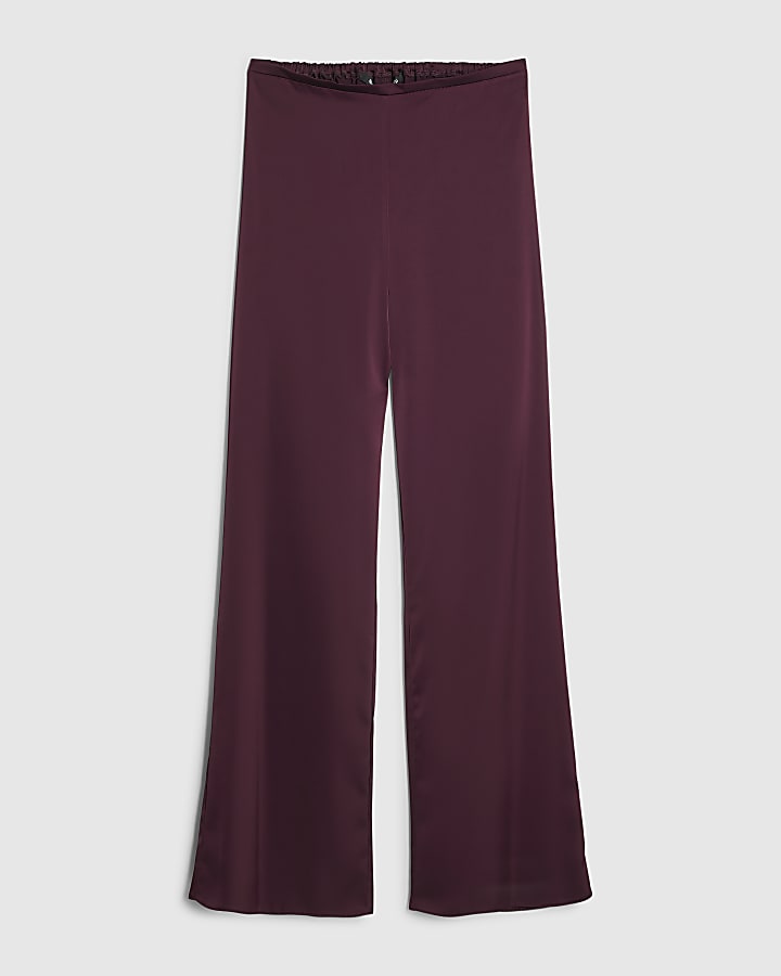 Red Satin Wide Leg Trousers