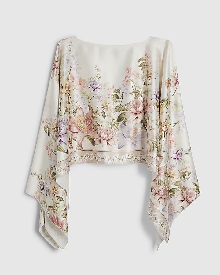 Cream Floral Print Cape