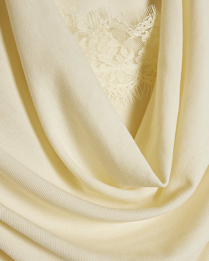 Cream Sleeveless Lace Drape Tank Top