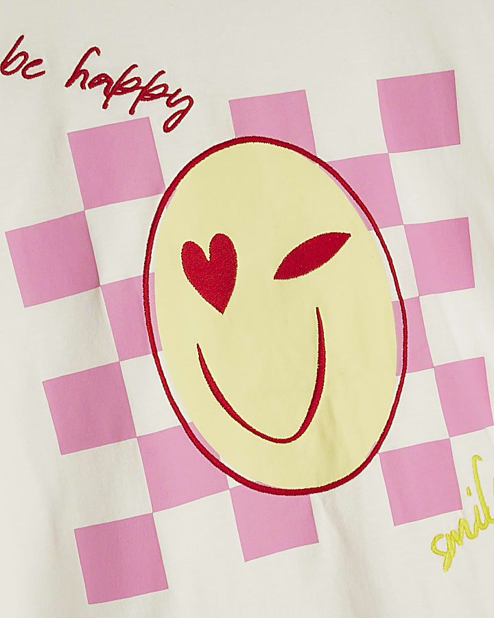 White Cotton Smile Whipstitch T-Shirt
