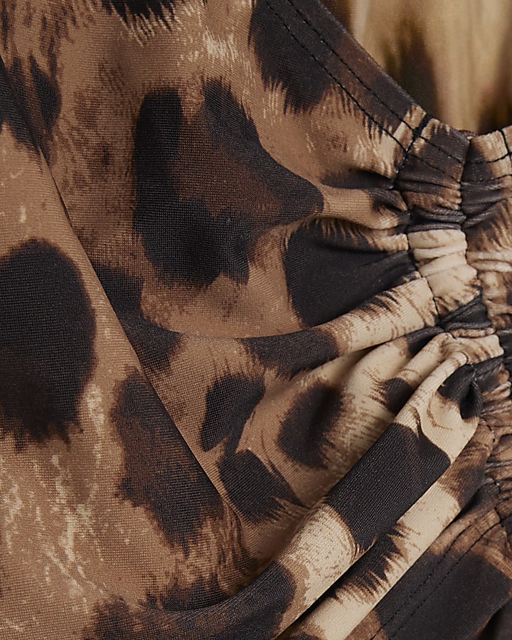 Brown Leopard Print Wrap Shaping Swimsuit