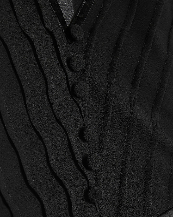Black Pintuck Detail Blouse