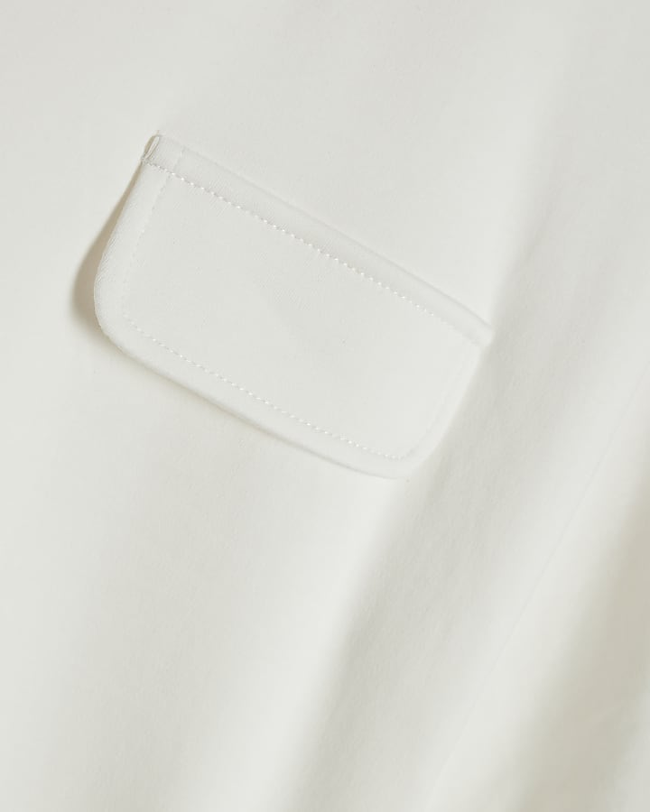 Cream Short Sleeve Tie Back Pocket Top