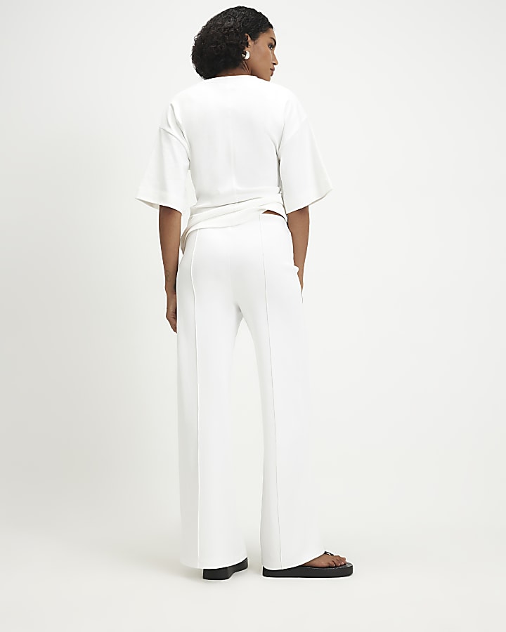 Cream Wide Leg Trousers