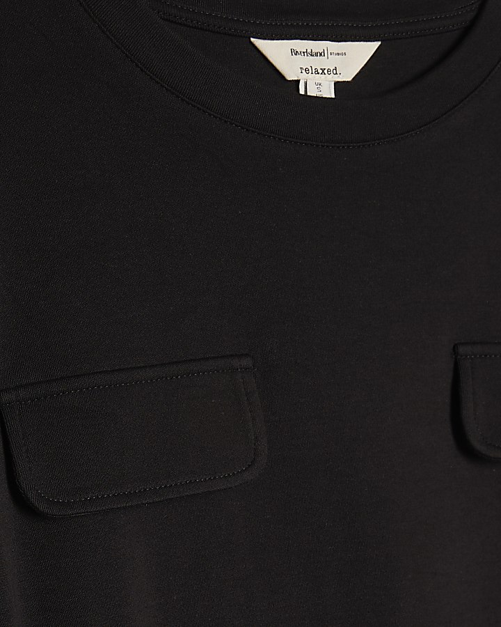 Black Tie Back Pocket Detail Mini Dress