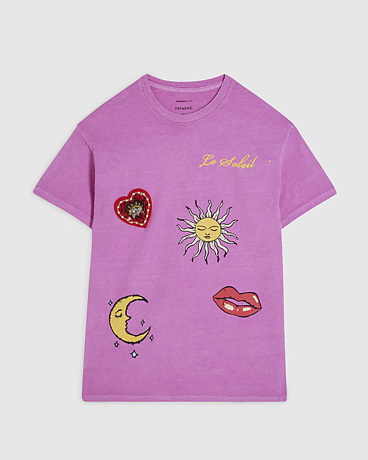 Pink Cotton Quirky Trim T-Shirt