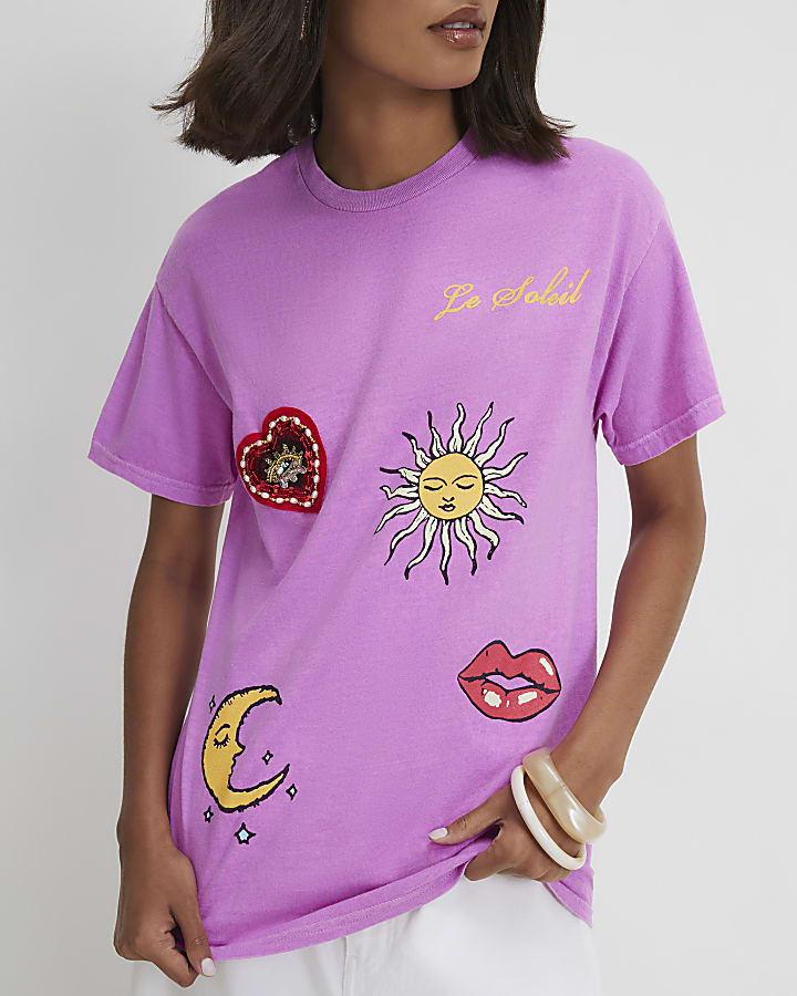 Pink Cotton Quirky Trim T-Shirt