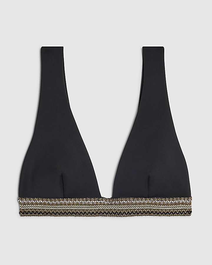 Black Elastic High Apex Bikini Top